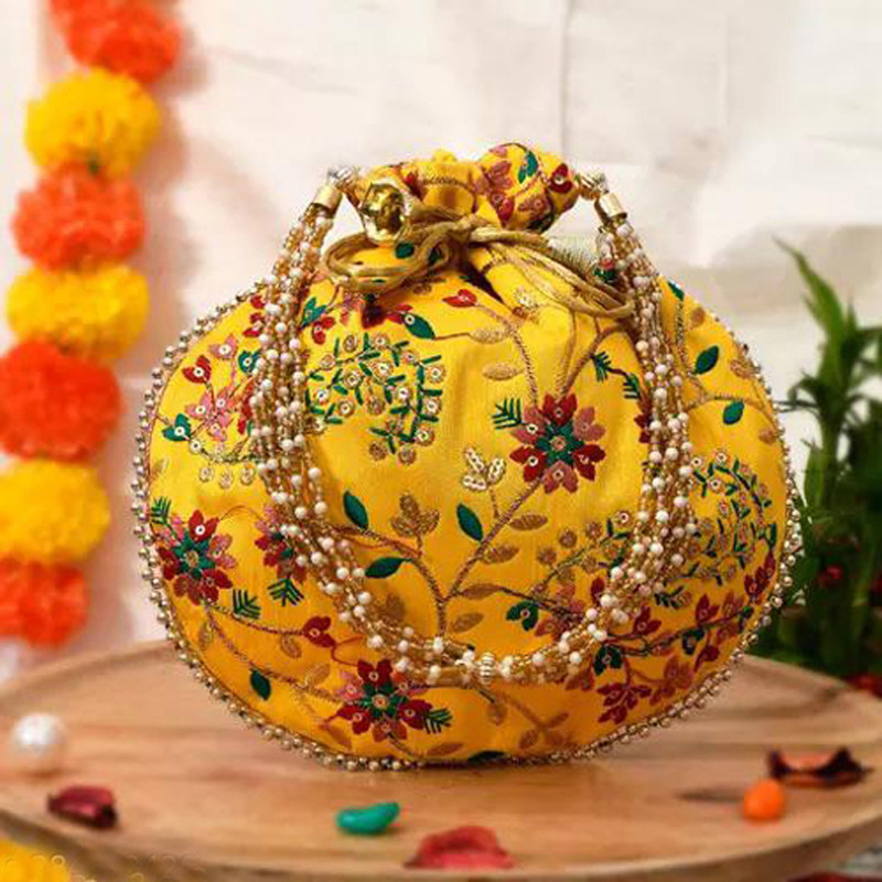 byra Women Floral Embroidered Bridal Potli Bag Potli