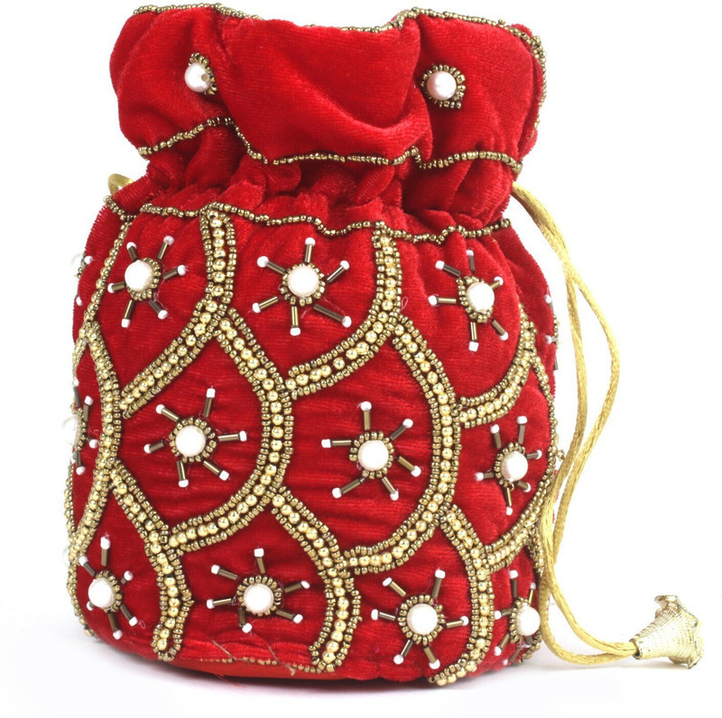 BeijoBolsa Pink Velvet Potli Bag For Women Potli