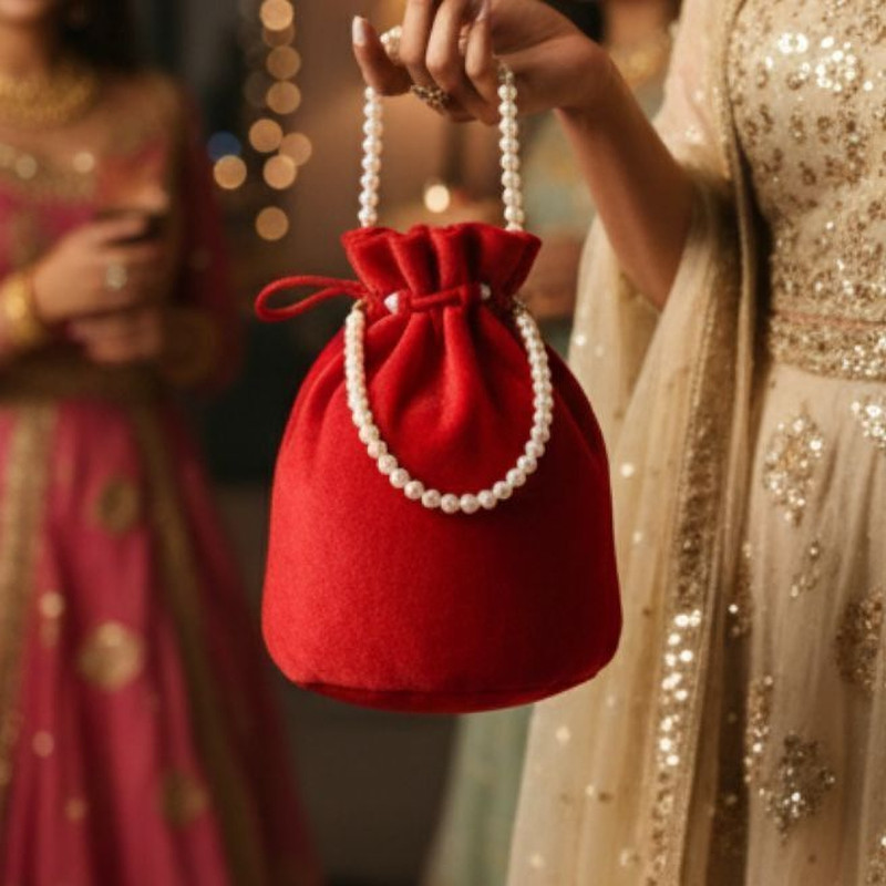 Bhumiesha Designer Silk Potli Bag – Bridal & Festive Handcrafted Pouch Potli Potli