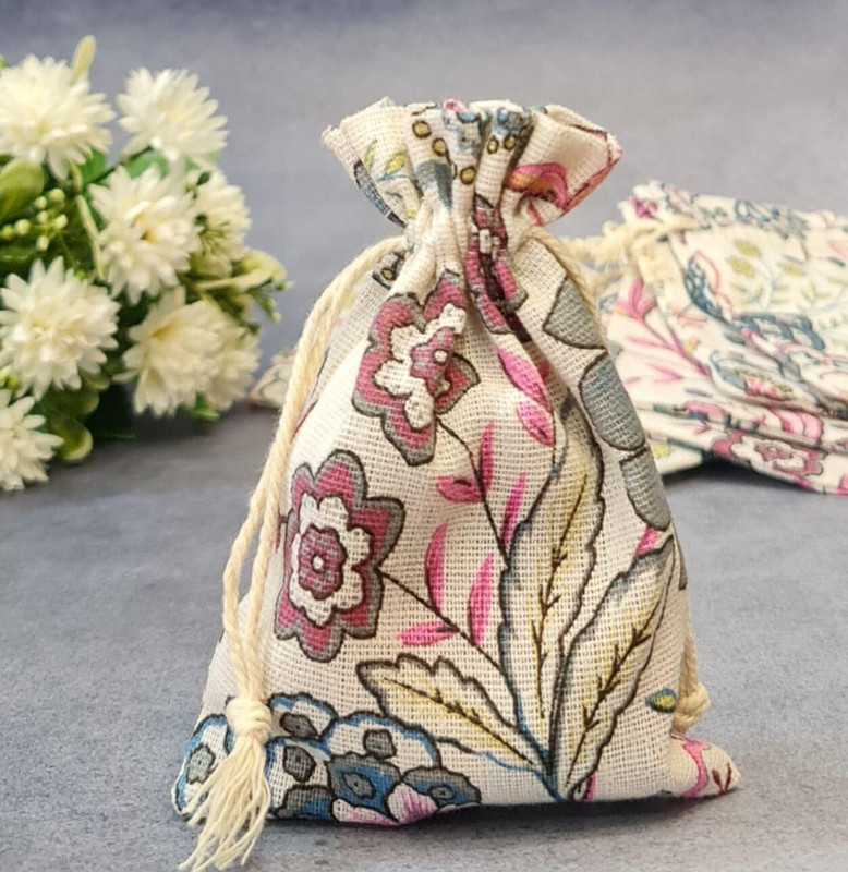 Satyam Kraft 10 Pieces Drawstring Jute stylish Storage Potli pouches Potli(Pack of 10)