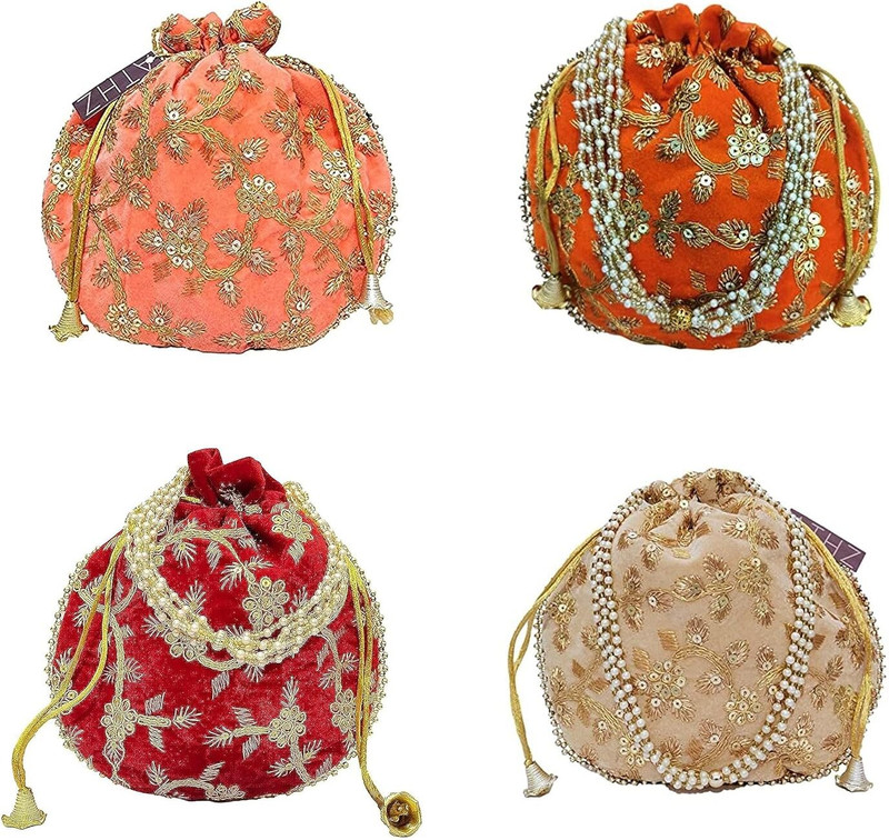 JDDCART (Pack of 4 Potli) Matka Designer Potli handbags for Women Potli(Pack of 4)
