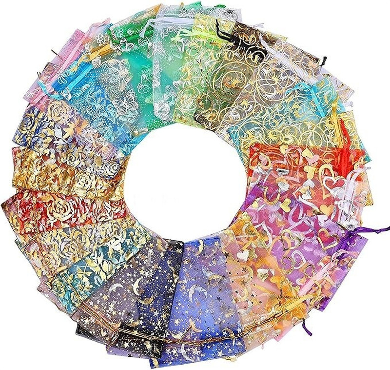 Nyara Potli Bag with Drawstring for Return Gift for Wedding Dry Fruit Bag(Multicolour) Potli(Pack of 50)