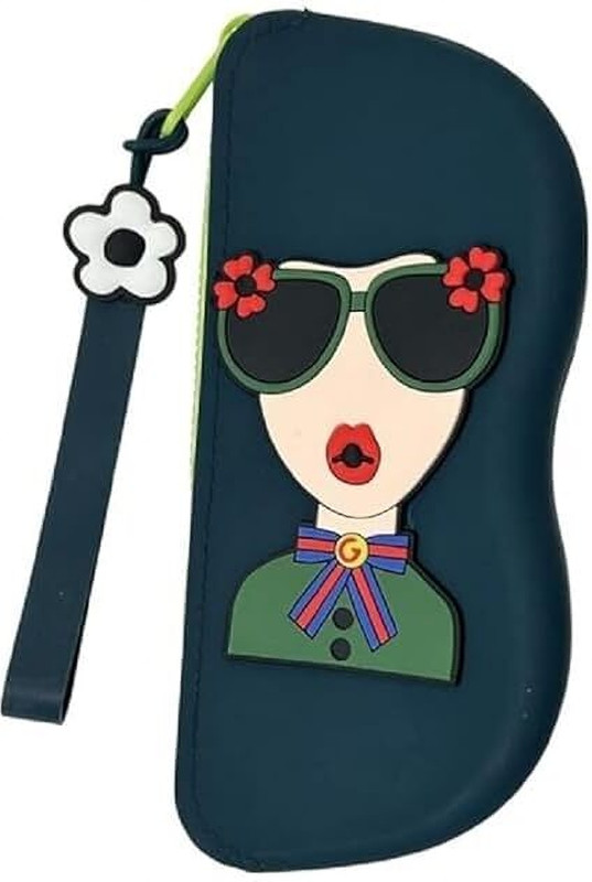 ORVENIX Cartoon Silicone Glasses Pouch with Carrying Strap Cute Protective Eyewear Case Pouch