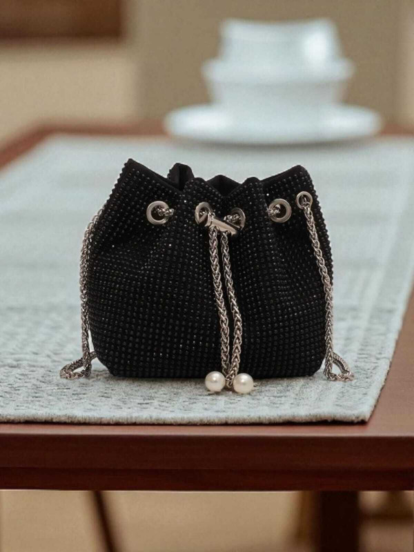 Fantastiqo Rhinestone Silver Potli Bag Potli