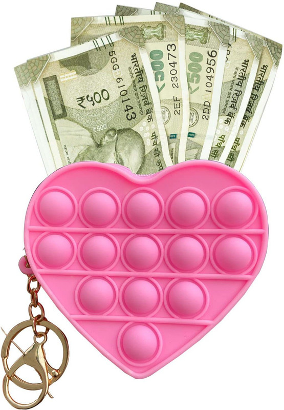 KC Pop Hearts Shape Purse Pink Coin Purse