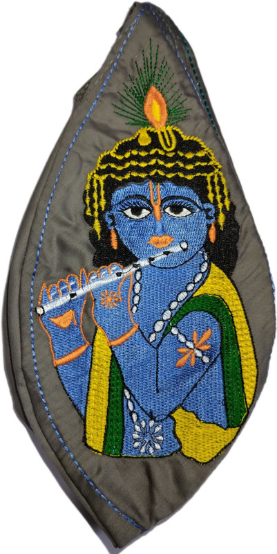 HouseOfCommon Krishna Printed Embrodary JapaMala Bag Jholi Chanting Bag with Zip Pocket_New Potli