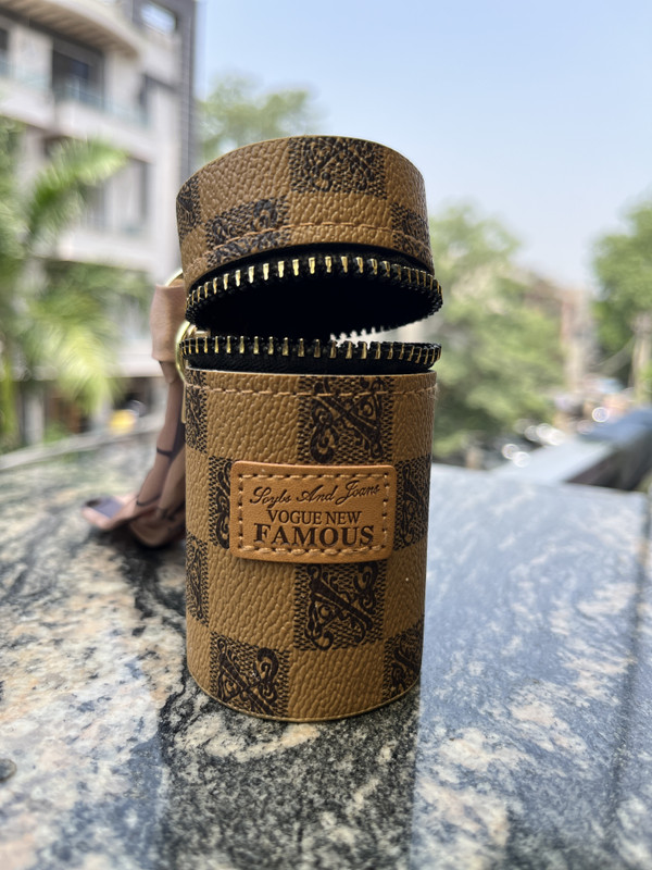 Dyme Mini Lipstick Organizer, Luxury Leather Bag with Keychain, Girls travel Makeup Cosmetic Bag