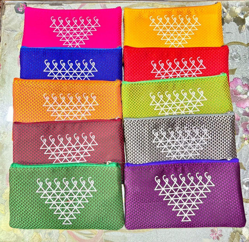 ShopEra Set of 5 Multi-Color Printed Shri Yantra Multi-Purpose Pouches Accessories Bag Pouch
