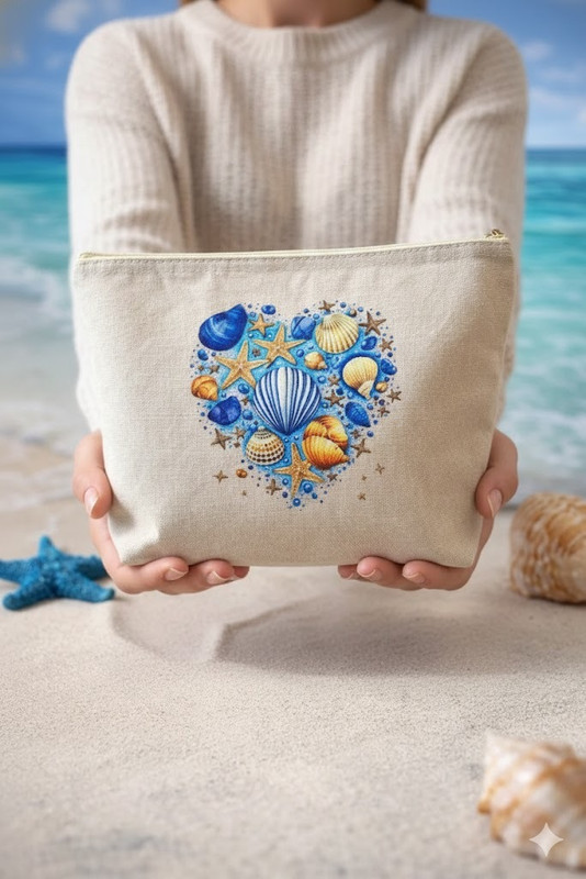 WORN AND WILD Blue dtf printed pouch 5. Cosmetic Bag