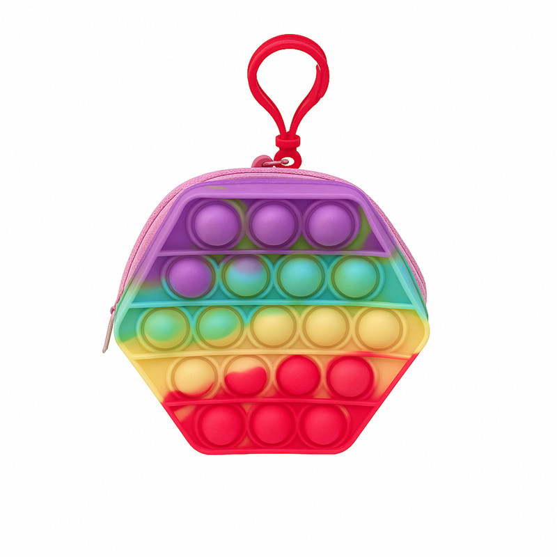 KALRA MAGIC Rainbow PopIt Coin Fidget Pouch – Zipper Closure Case for Kids & Girls Coin Purse