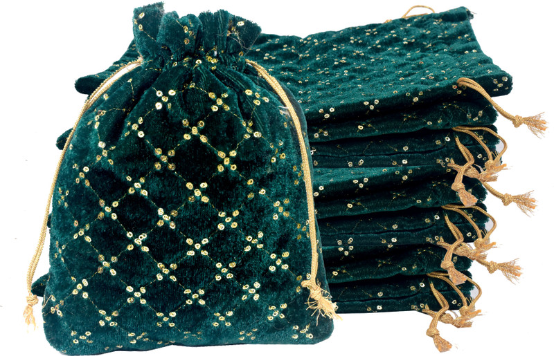 Dulhan Enterprises Velvet Embroidered Potli Potli