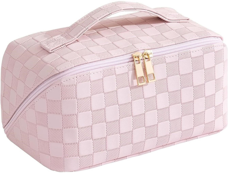 AASAISH Makeup Pouch and Cosmetic Organizer, Travel Makeup Bag with Brush Holder Cosmetic Bag