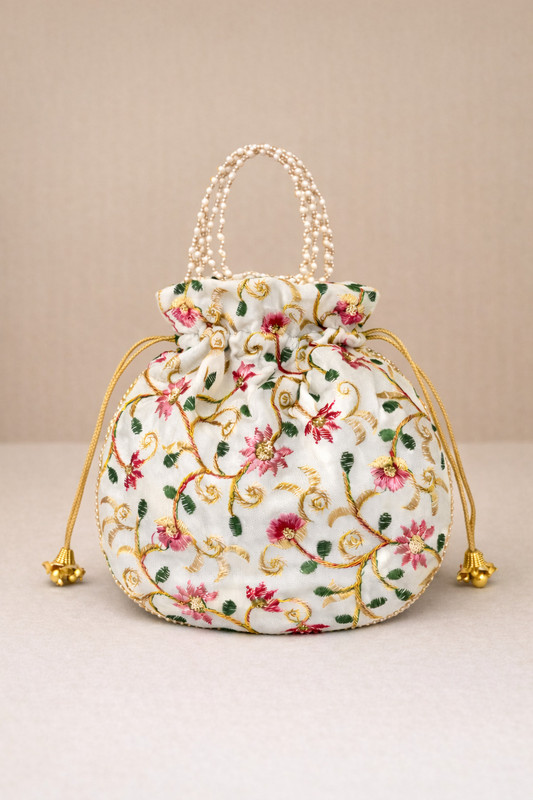 Art n jewels Pearl Handle Potli Bag for Girls Potli