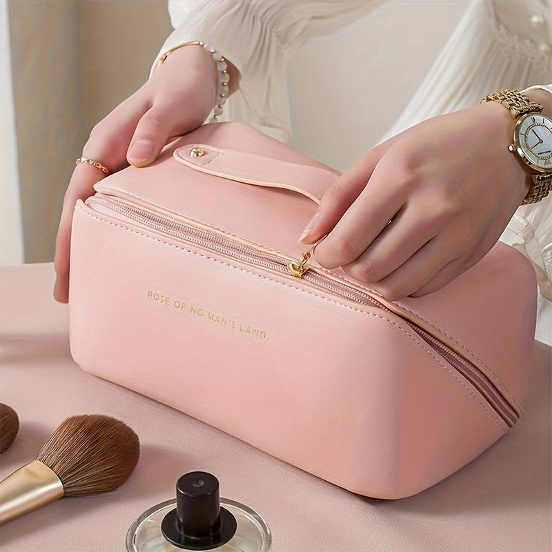 JASMINE Enterprises Premium PU Leather Makeup & Travel Organizer Bags – Brown Cosmetic Bag