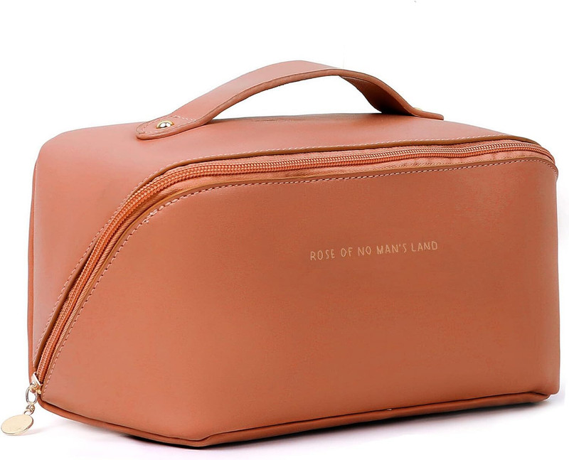 TOINSOINT Women's Makeup Travel Bag Portable Leather Cosmetics Bag Cosmetic Bag