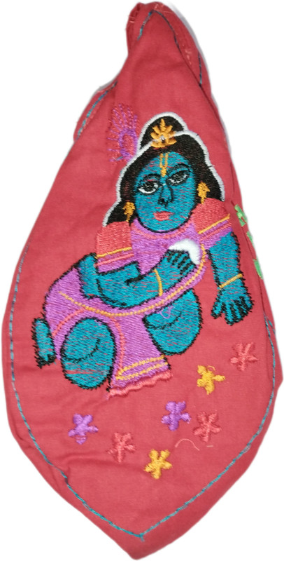 HouseOfCommon Krishna Printed Embrodary JapaMala Bag Jholi Chanting Bag with Zip Pocket_New Potli