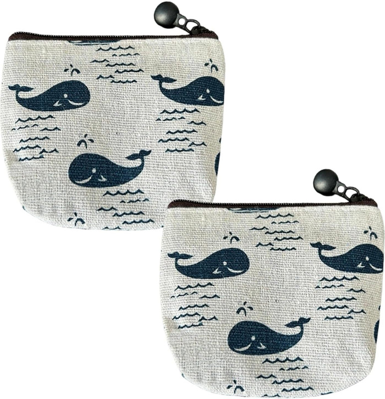 KRAPTICK Whale Print Coin Pouch Cute Ocean Theme Pouch for Kids Coin Purse