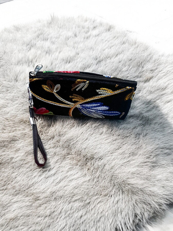 SlingStyle Kashmiri Cotton Floral Embroidered Women's Stylish Hand Bag Clutch Coin Purse