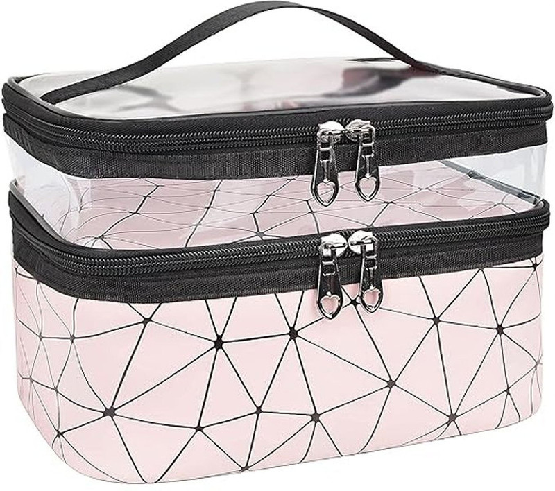 Toxen Double Layer Makeup Pouch for Women | Premium Cosmetic Bag for Girls Cosmetic Bag