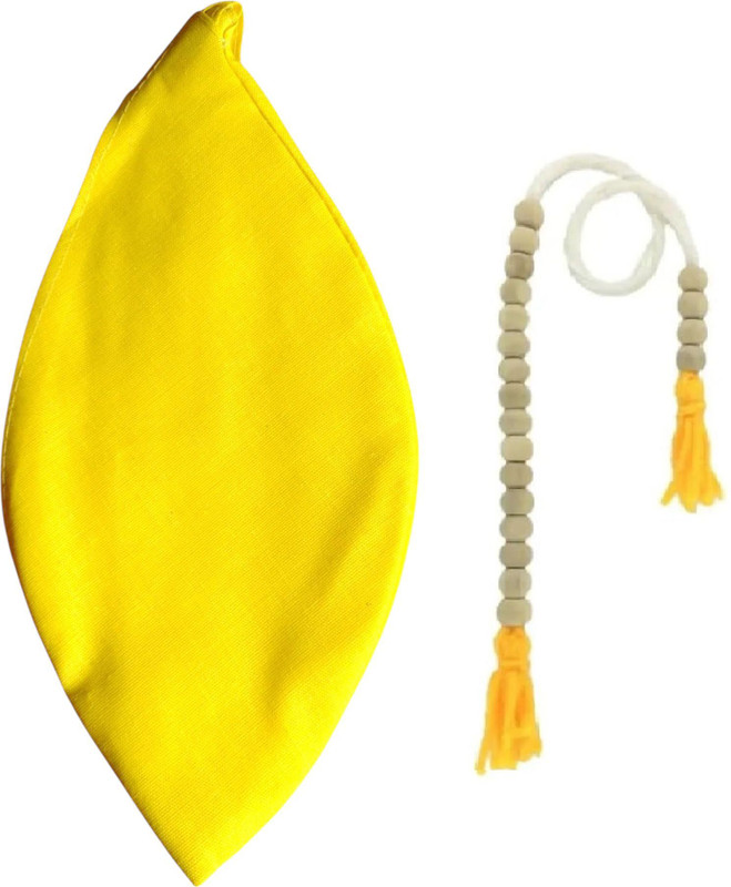 Ahaar Saar Yellow Cotton Mala Jholi with Sakshi Mala-Jaap Bag-Gomukhi Bag with Zip Pocket Potli