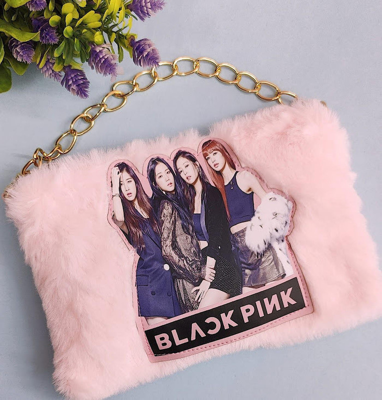 Tera13 Black Pink Pouch for Girls Kids Cartoon Feather Purse for Kids Make Up Pouch Cosmetic Bag