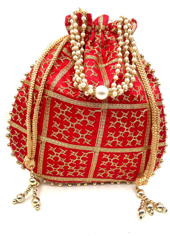 byra Women Ghatchola style square embroidered Potli bag Potli