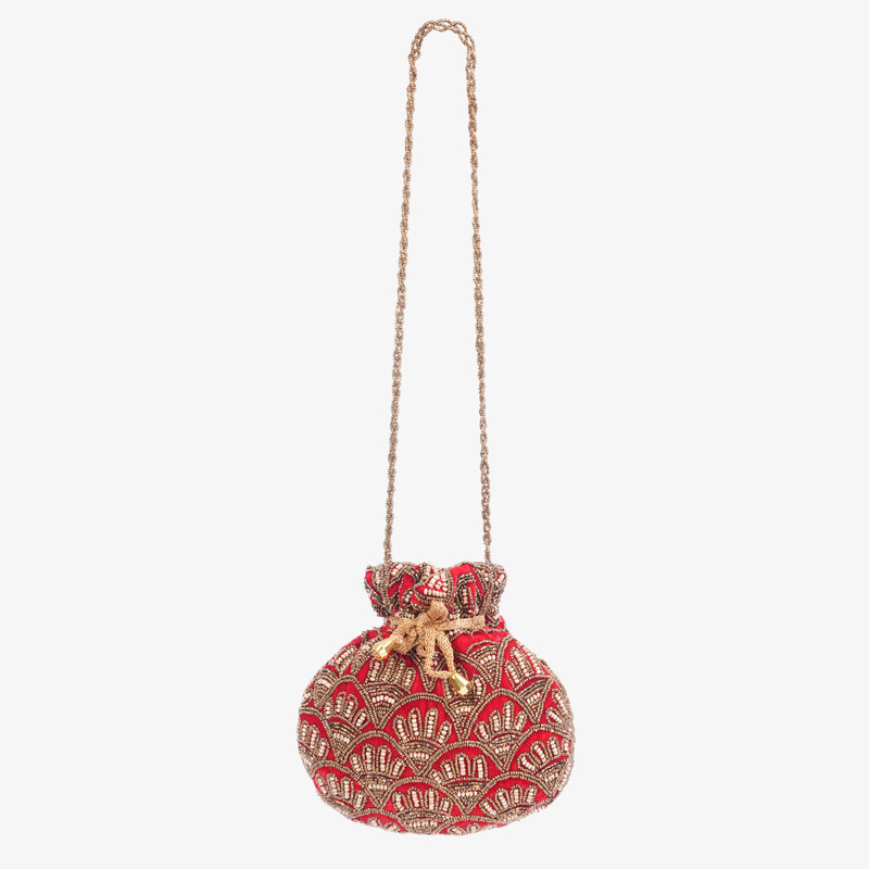 Mustik Salsa Red Beaded Potli Potli