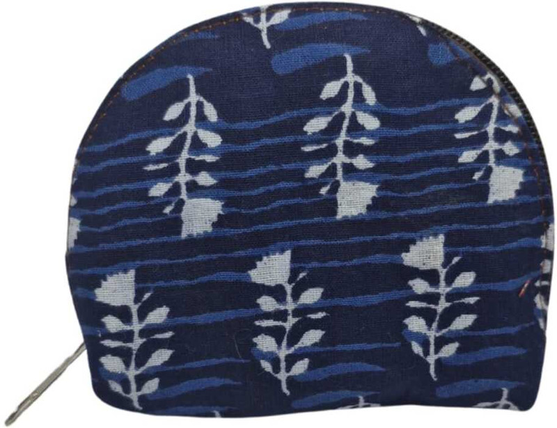 Raangdesi Round Coin Pouch with Ikkat Print Coin Purse
