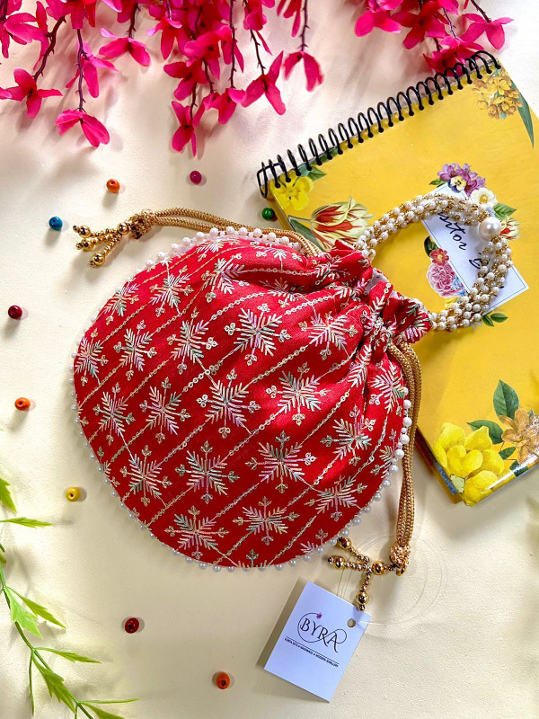 byra Women Multi Color Thread Floral Potli Bag Potli