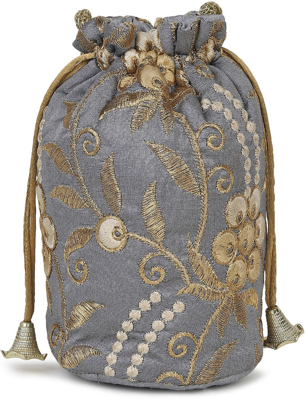 LIKAA Women Cream Embellished Potli Clutch Potli