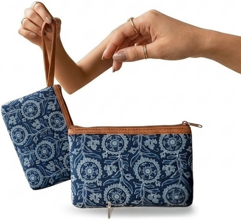 Aeron indigo blue pouch combo pack of 2 Wristlet(Pack of 2)