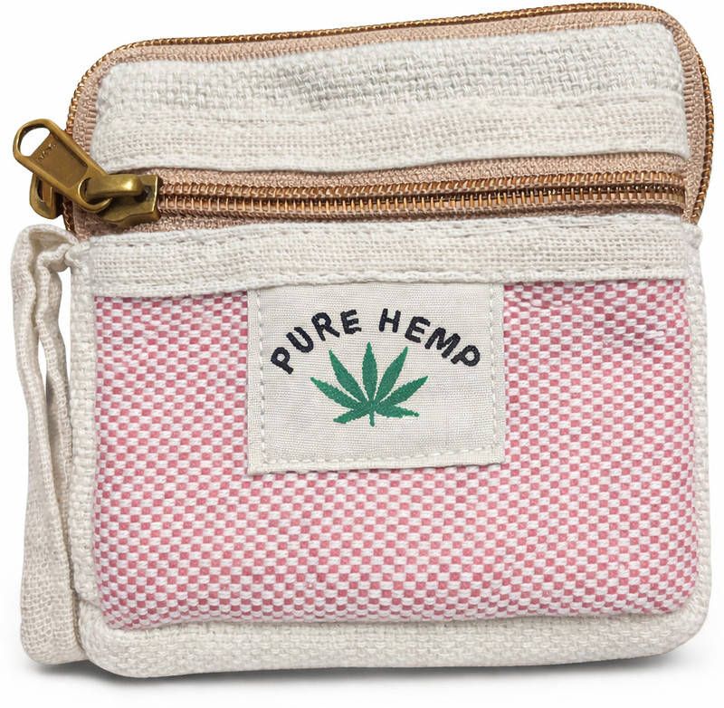 P L Trades Pure Hemp Handcrafted Coin Purse - Eco-Friendly Mini Pouch with Zip Closure Coin Purse