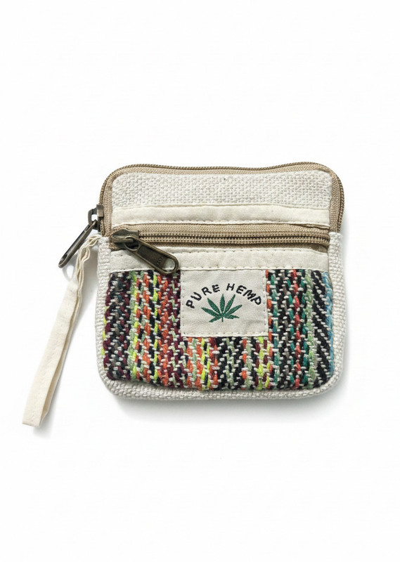 P L Trades Pure Hemp multicolor handwoven zip coin pouch Coin Purse