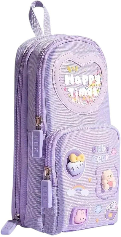 Akvanar happy time Pencil Case School Stationery Bag Compartment 3 Layers Large Capacity Pouch