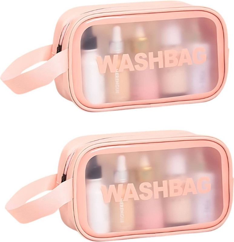 Sahej Enterprises Transparent Makeup Pouch for women Cosmetic Bag(Pack of 2)