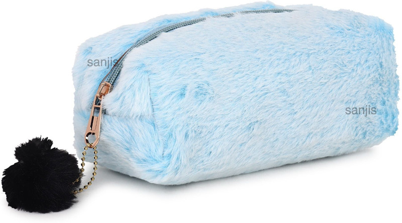 Sanjis Enterprise Fur Zip Cosmetic Makeup Pouch | Pack of 1 Cosmetic Bag