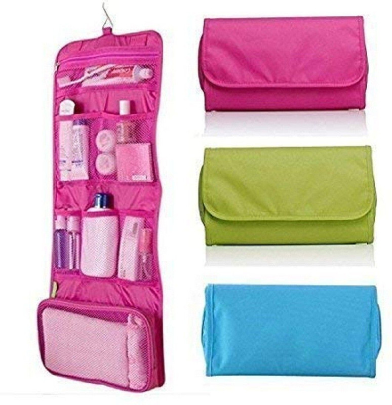 PAVITYAKSH Folding Hanging Travel Cosmetic Bag Makeup Organizer Case Pouch Toiletry Wall Hanging Dressing Kit Makeup Organizer Multi Utility Kit Cosmetic Bag