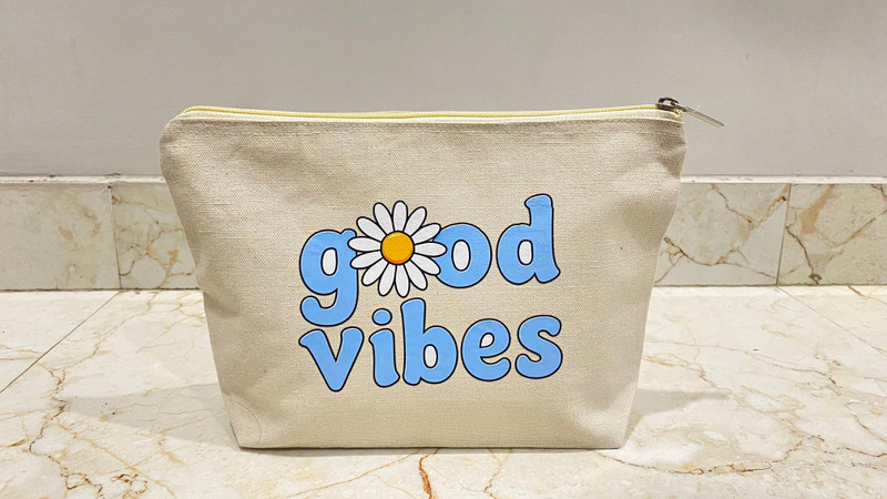 WORN AND WILD Pink good vibes dtf pouch 7. Cosmetic Bag