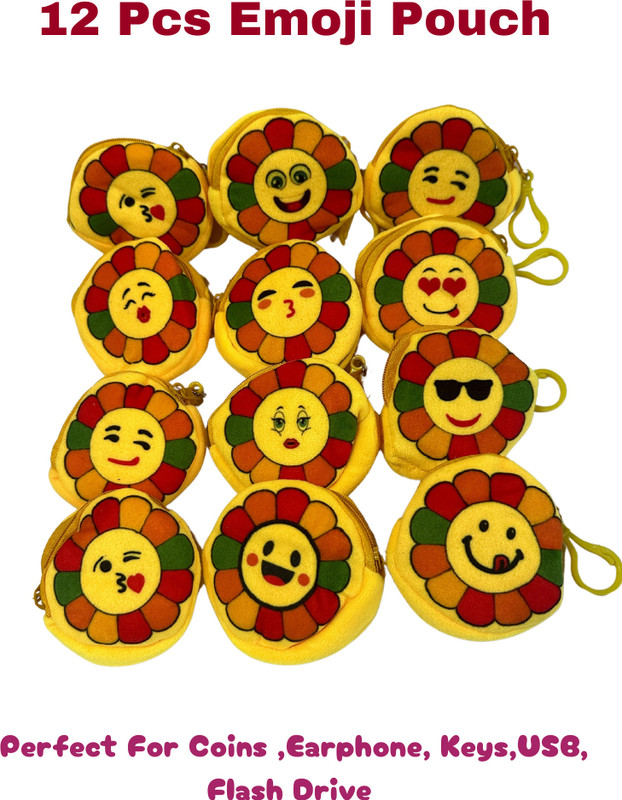 NIVO 12 Pcs of Emoji Pouches, Coin purse, Best for return gifts Coin Purse(Pack of 12)