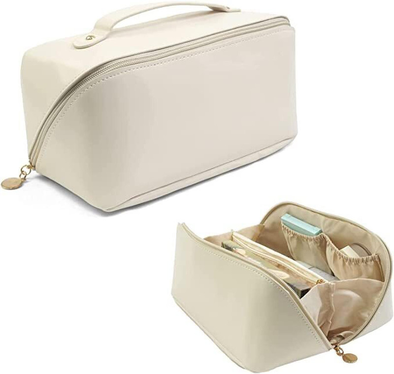 Luxula Portable Large-Capacity PU Leather Cosmetic Storage Makeup Pouch Organizer Cosmetic Bag