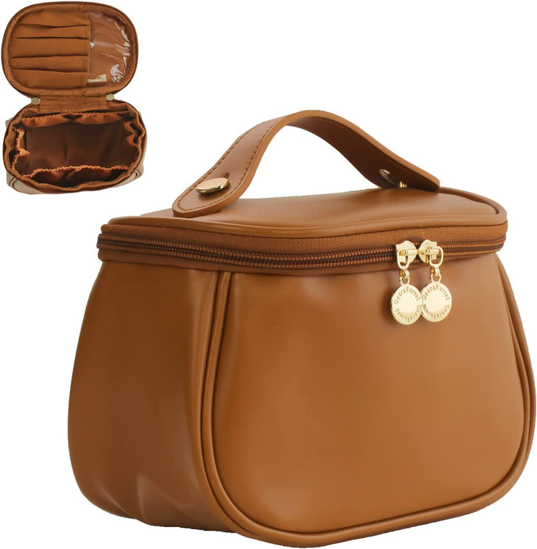 HAmaz Large Capacity Travel Cosmetic Bag for Women PU Waterproof Portable Cosmetic Bag