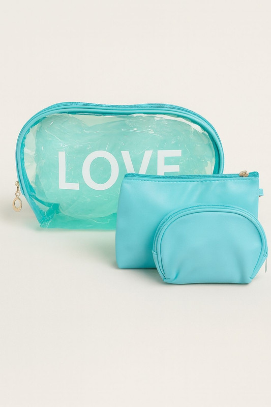 Virmanis Exclusive Love Pouch Set (sky blue) Cosmetic Bag