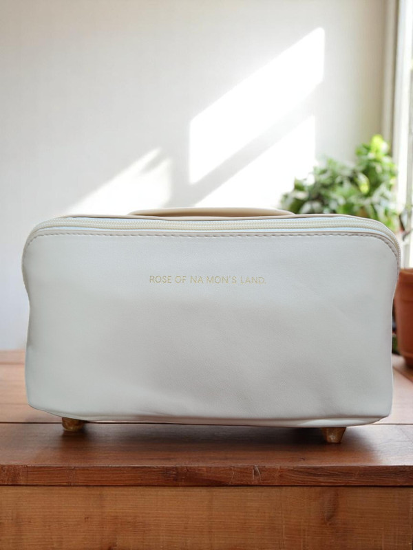 Mysha Large Capacity Portable Leather Makeup Bag with Convinient Cosmetic Bag