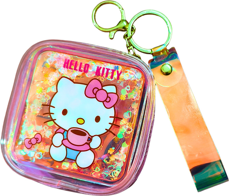 BOLSAVIRA Unicorn Glitter Liquid Filled Coin Pouch Keychain with Wrist Strap Coin Purse