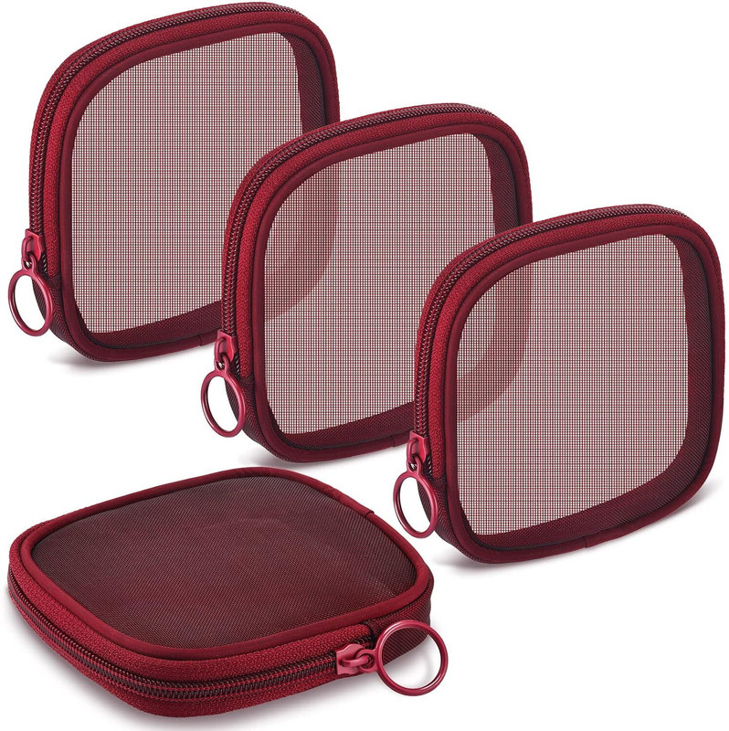 LUXONIX Mini Zipper Mesh Cosmetic Pouch | Travel Makeup Organizer | Toiletry Bag 1 Pc Cosmetic Bag