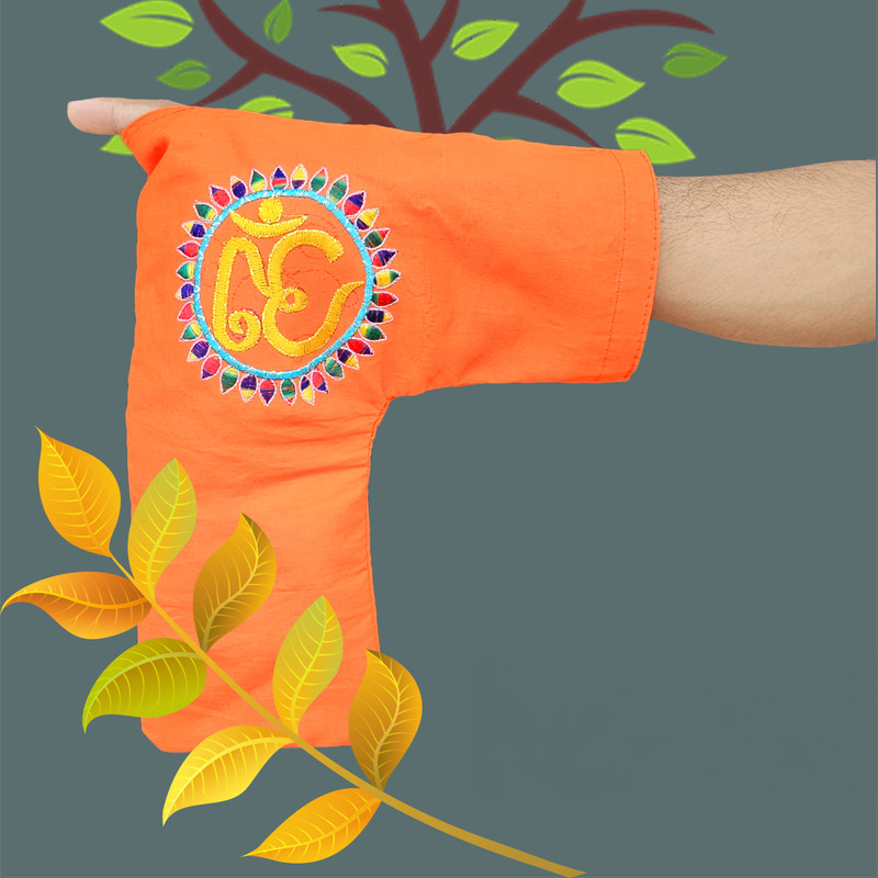Brij Vastra Gomukhi Japa Mala Bag | orange and bhagwa colour |OM Embroidered |Chanting Potli