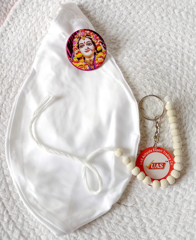 UAS ACHYUTA EXPERT TRADING CO UAS BEAD BAG WHITE ZIPPED WITH EMBROIDARY + 1 COUNTER MALA Potli(Pack of 3)