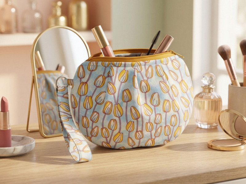 Tweepie Sky Blue Lotus Floral Bag Cosmetic Bag