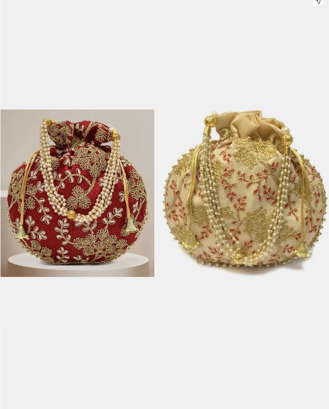 AtheenaAris Beautiful & Elegant Potli for Women, Maroon-Beige Potli(Pack of 2)