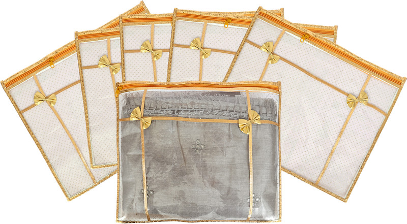 HADII Single Gold Saree Cover | Cloth Cover | Garment Cover (PACK OF 6) Poly-canvas Laundry Bag(Gold)